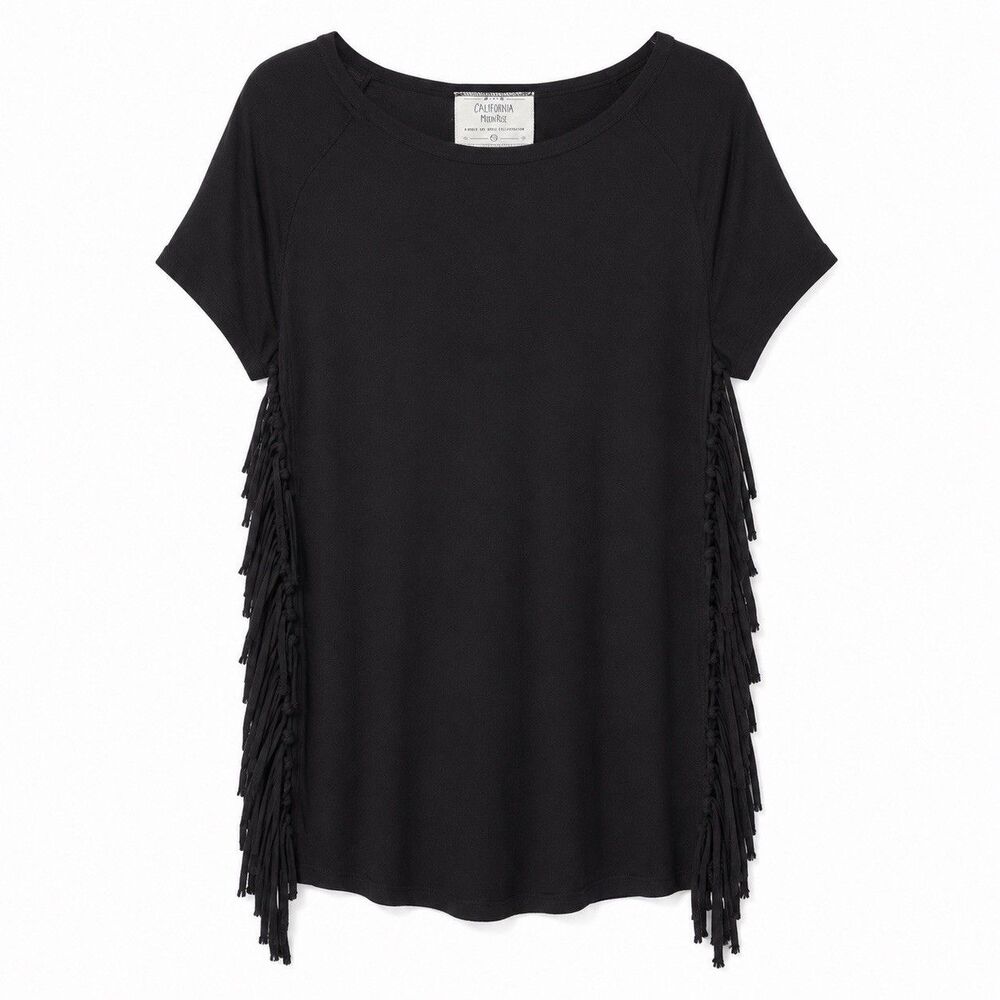 California Moonrise Dress Women's Medium Black Tassel Fringe Dress Boho NWOT